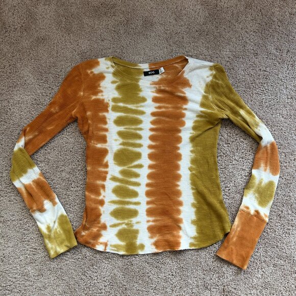 BDG Urban Outfitters Rhiannon Orange Yellow Tie-Dye Long-Sleeve Tee Size Small - Picture 6 of 11